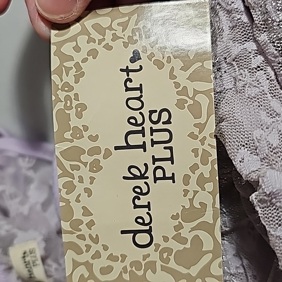 Derek Heart Sheer Lace Tank Top Plus 2X Metallic Lilac & Silver - Picture 2 of 8